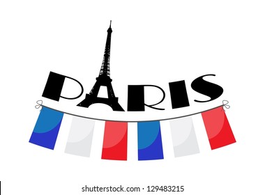 word Paris with vector bunting