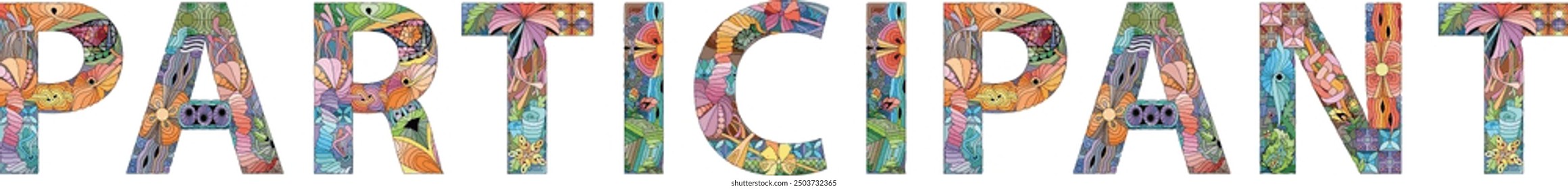 Participante de Word. Vector zentangle objeto para la decoración