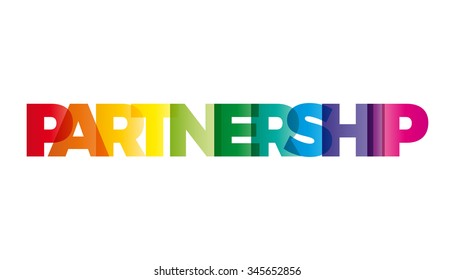 The word Partnership. Vector banner with the text colored rainbow.