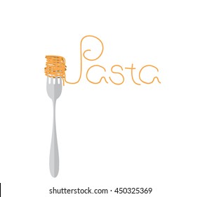 Word Pasta Made Cooked Spaghetti Fork Stock Vector (Royalty Free ...