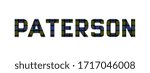 The word "Paterson" composed of letters from Paterson tartan.