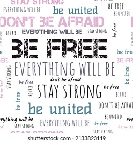 Word pattern on the topic of free, strength, unity