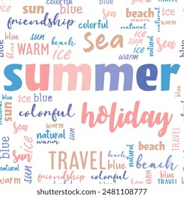 Word pattern on the topic summer, holiday, travel, nature. colorful.