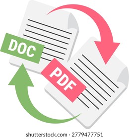word to pdf illustration for ui design and web design