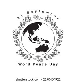 word peace day, 21 september. vector illustration.