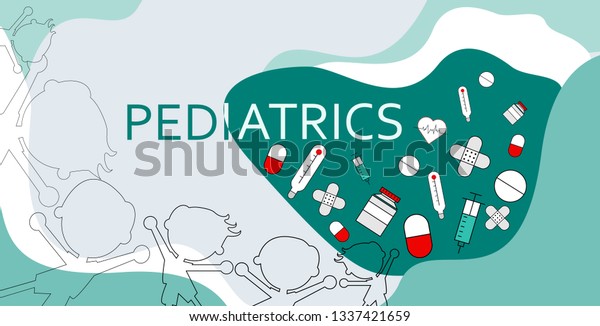 word-pediatrics-healthcare-icons-including-pill-stock-vector-royalty