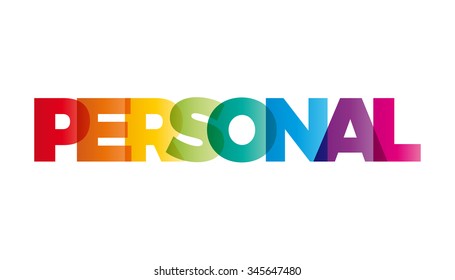 The word personal;. Vector banner with the text colored rainbow.