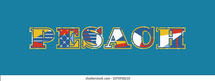 The word PESACH concept written in colorful abstract typography. Vector EPS 10 available.