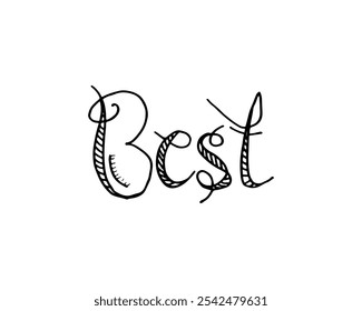 Frase de palabra "Best" escrita en un doodle decorativo, estilo escrito a mano.