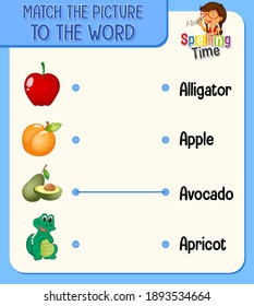 Word to picture matching worksheet for children illustration