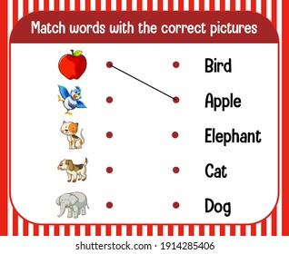Word to picture matching worksheet for children illustration