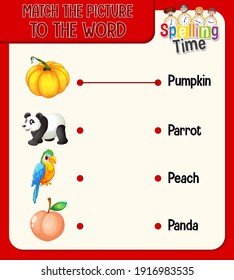Word to picture matching worksheet for children illustration