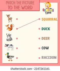 Word to picture matching worksheet for children illustration