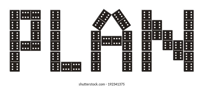 Word Plan made of dominoes. Vector illustration