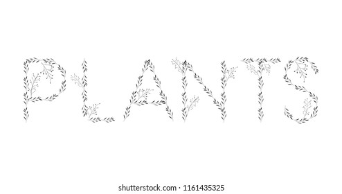 word plants with leafs decoration