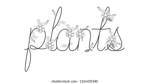 word plants with leafs decoration