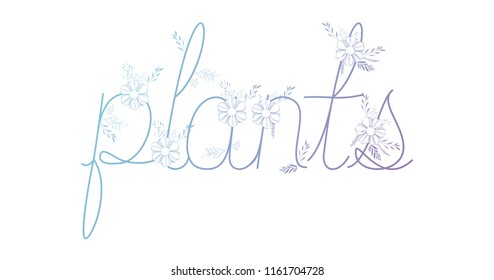 word plants with leafs decoration