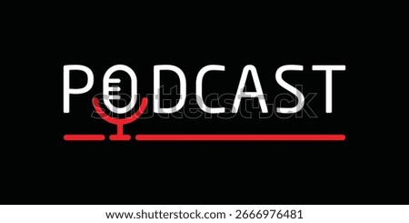 word podcast logo design, typography text podcast graphic vector template