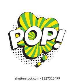 word 'pop' in vintage comic speech bubble with halftone dotted shadow on white background. retro vector pop art illustration easy to edit and customize. eps 10