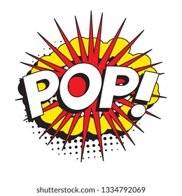 word 'pop' in vintage comic speech bubble with halftone dotted shadow on white background. retro vector pop art illustration easy to edit and customize. eps 10