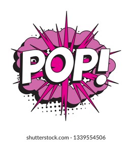 word 'pop' in vintage comic speech bubble with halftone dotted shadow on white background. retro vector pop art illustration easy to edit and customize. eps 10
