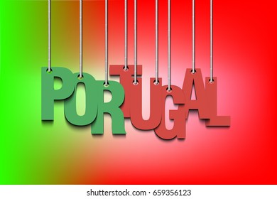 The word Portugal hang on the ropes. Vector illustration