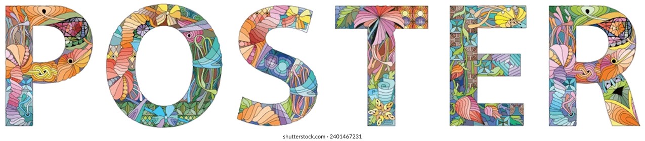 Word POSTER. Vector zentangle object for decoration