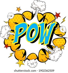 Word Pow on comic cloud explosion background illustration