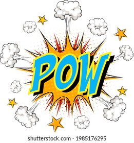 Word Pow on comic cloud explosion background illustration