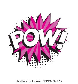 word 'pow' in retro comic speech bubble with halftone dotted shadow on white background. vintage vector pop art illustration easy to edit and customize. eps 10