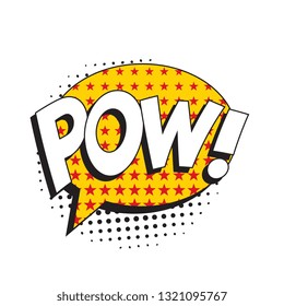word 'pow' in retro comic speech bubble with halftone dotted shadow on white background. vintage vector pop art illustration easy to edit and customize. eps 10