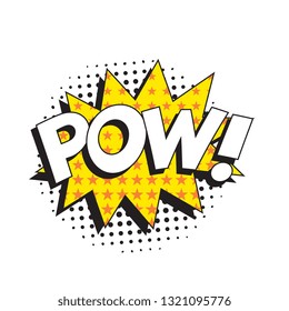 word 'pow' in retro comic speech bubble with halftone dotted shadow on white background. vintage vector pop art illustration easy to edit and customize. eps 10