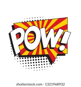 word 'pow' in retro comic speech bubble with halftone dotted shadow on white background. vintage vector pop art illustration easy to edit and customize. eps 10