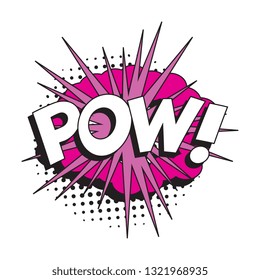 word 'pow' in retro comic speech bubble with halftone dotted shadow on white background. vintage vector pop art illustration easy to edit and customize. eps 10