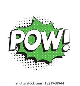 word 'pow' in retro comic speech bubble with halftone dotted shadow on white background. vintage vector pop art illustration easy to edit and customize. eps 10