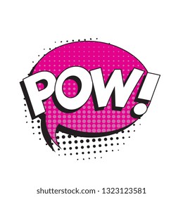 word 'pow' in retro comic speech bubble with halftone dotted shadow on white background. vintage vector pop art illustration easy to edit and customize. eps 10