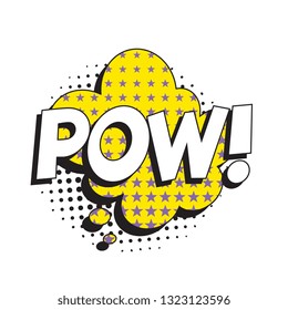 word 'pow' in retro comic speech bubble with halftone dotted shadow on white background. vintage vector pop art illustration easy to edit and customize. eps 10
