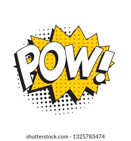 word 'pow' in retro comic speech bubble with halftone dotted shadow on white background. vintage vector pop art illustration easy to edit and customize. eps 10