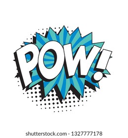 word 'pow' in retro comic speech bubble with halftone dotted shadow on white background. vintage vector pop art illustration easy to edit and customize. eps 10