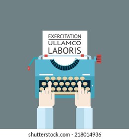 Word Power Mass Media Symbol Press Hand Typewriter Journalist Icon on Stylish Background Modern Flat Design Template Vector Illustration