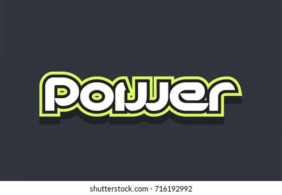 Word power text concept typography design in green and white on a blue background