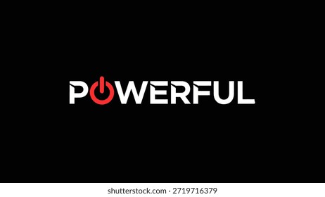 La palabra 'PODEROSO' se muestra en letras blancas en negrita sobre un fondo negro sólido. La letra 'O' en 'PODEROSO' se reemplaza por una potencia roja