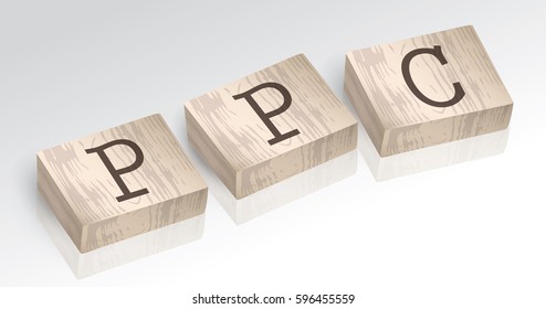 Word PPC composed from alphabet blocks, vector illustration