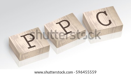 Word PPC composed from alphabet blocks, vector illustration