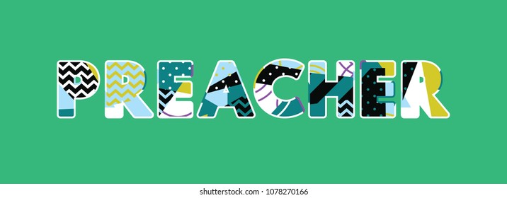 word-preacher-concept-written-colorful-abstract-stock-vector-royalty