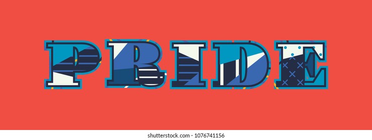 The word PRIDE concept written in colorful abstract typography. Vector EPS 10 available.