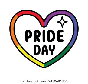 Día del Orgullo de la Palabra en forma de corazón, fondo del arco iris del orgullo