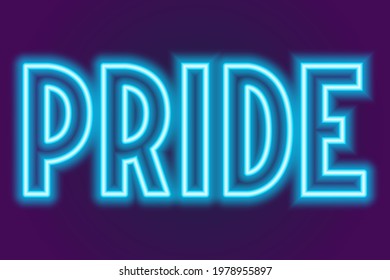 word pride neon sign for pride month. Vector illustration