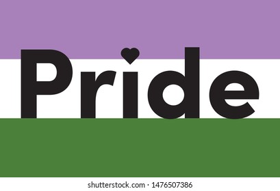 The word Pride. Vector banner. Genderqueer pride flag. LGBTQ pride flag. Symbol of lesbian, gay, bisexual, transgender, and queer pride.