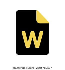 Word Processing File Icon Containing text document, office file, paperwork, and digital content. Solid icon